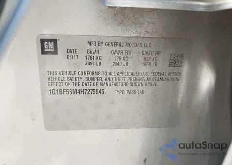 2017 Chevrolet Cruze Premier Auto из США, поврежденный, VIN 1G1BF5SM4H7275645